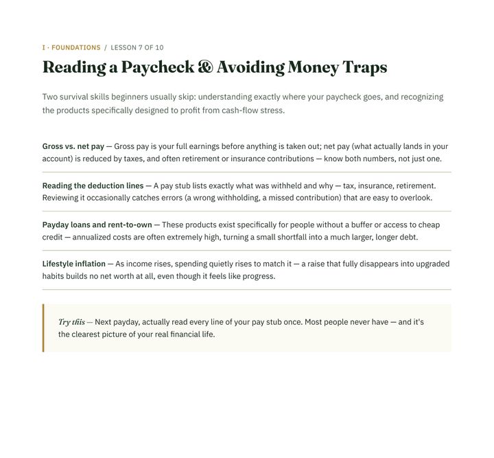 Ebook page: Reading a Paycheck and Avoiding Money Traps